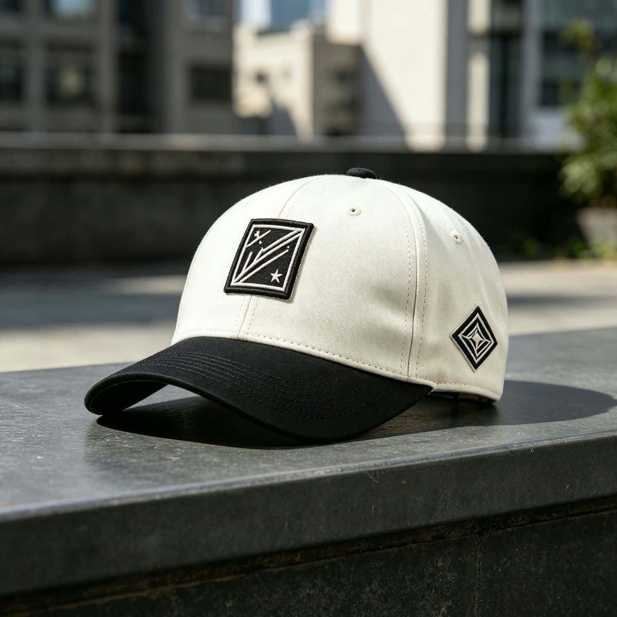 Custom Embroidered Patch Camp Cap with Two-Tone Design scene