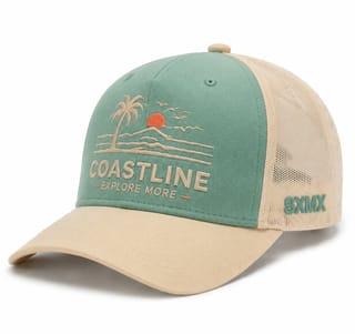 Custom Palm Sunset Embroidery Trucker Cap with Mesh Back