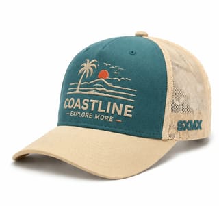 Custom Palm Sunset Embroidery Trucker Cap with Mesh Back thumb 2