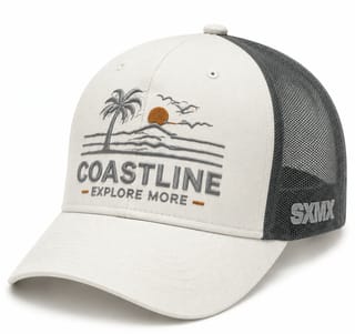 Custom Palm Sunset Embroidery Trucker Cap with Mesh Back thumb 3