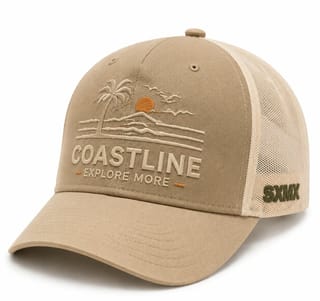 Custom Palm Sunset Embroidery Trucker Cap with Mesh Back thumb 4
