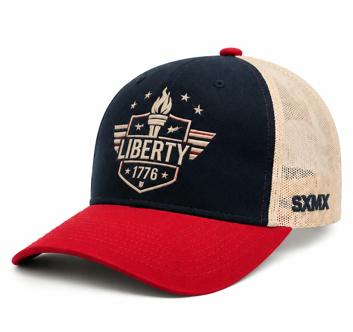 Custom Patriotic Embroidery Trucker Cap with Mesh Back - image 1