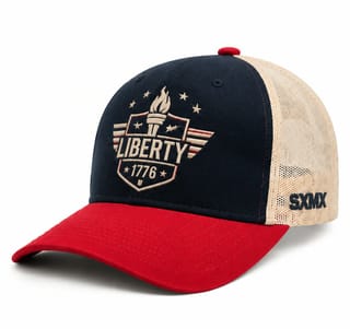 Custom Patriotic Embroidery Trucker Cap with Mesh Back