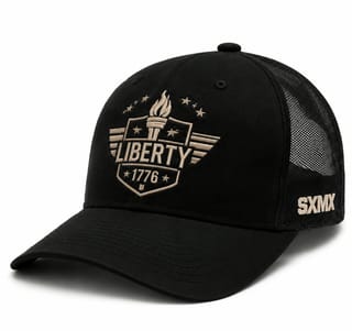 Custom Patriotic Embroidery Trucker Cap with Mesh Back thumb 2