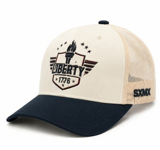 Custom Patriotic Embroidery Trucker Cap with Mesh Back thumb 5