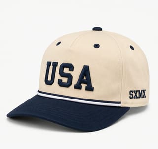 Custom American Flag Eagle Print Camp Cap with Rope Trim thumb 7