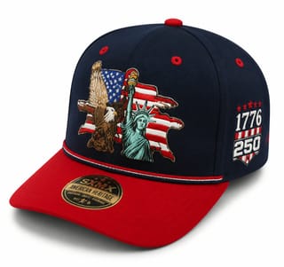 Custom American Flag Eagle Print Camp Cap with Rope Trim thumb 9