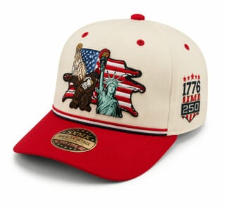 Custom American Flag Eagle Print Camp Cap with Rope Trim thumb 2
