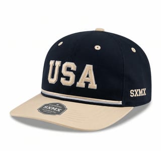 Custom American Flag Eagle Print Camp Cap with Rope Trim thumb 4