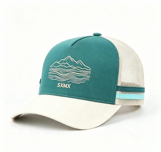 Custom Mountain Embroidery Trucker Cap with Striped Accents thumb 5