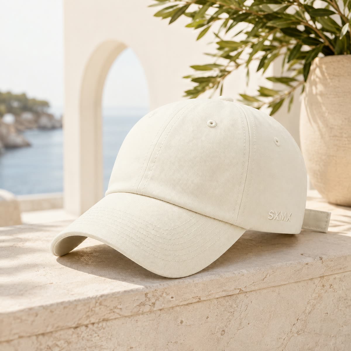 Custom Cream Washed Cotton Dad Cap scene