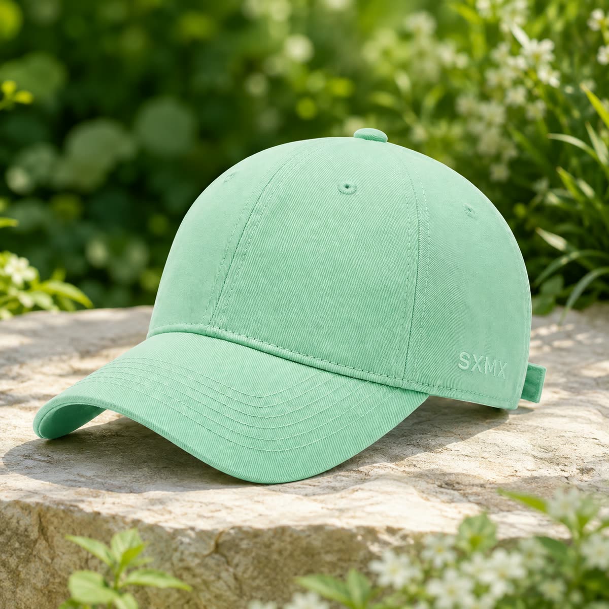 Custom Cream Washed Cotton Dad Cap scene