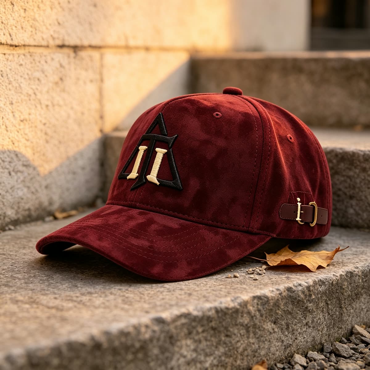 Custom Suede Camo Texture Camp Cap with Leather Strap scene
