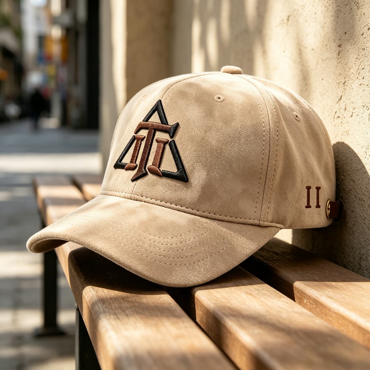 Custom Suede Camo Texture Camp Cap with Leather Strap scene