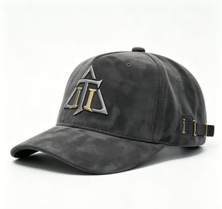 Custom Suede Camo Texture Camp Cap with Leather Strap