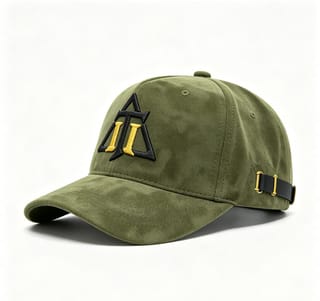 Custom Suede Camo Texture Camp Cap with Leather Strap thumb 2