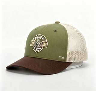 Custom Olive Embroidered Crest Trucker Cap with Mesh Back