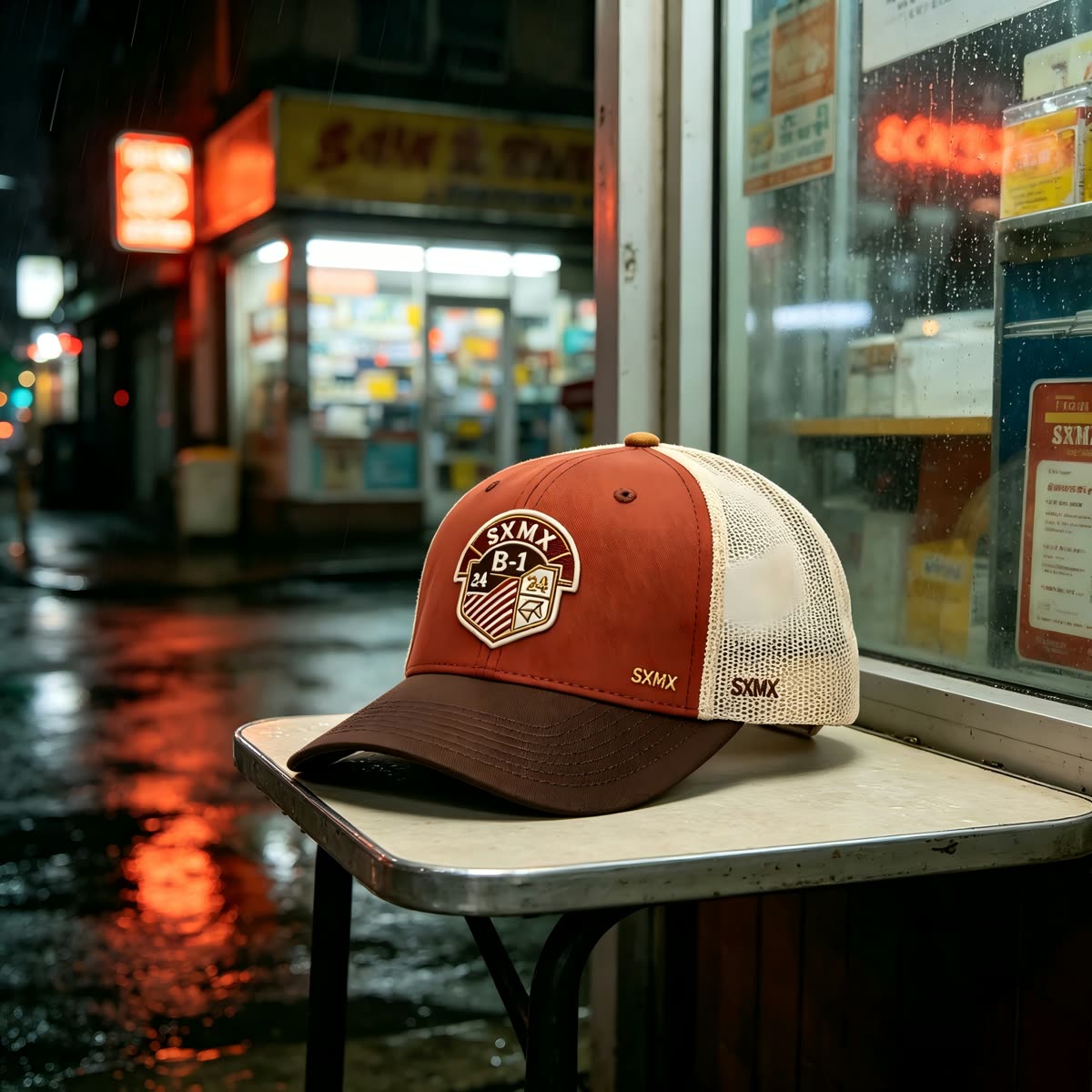Custom Hexagon Shield Patch Trucker Cap scene
