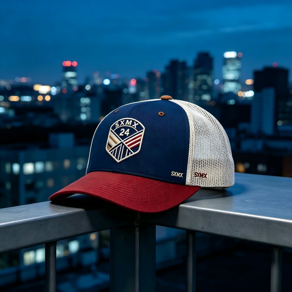 Custom Hexagon Shield Patch Trucker Cap scene