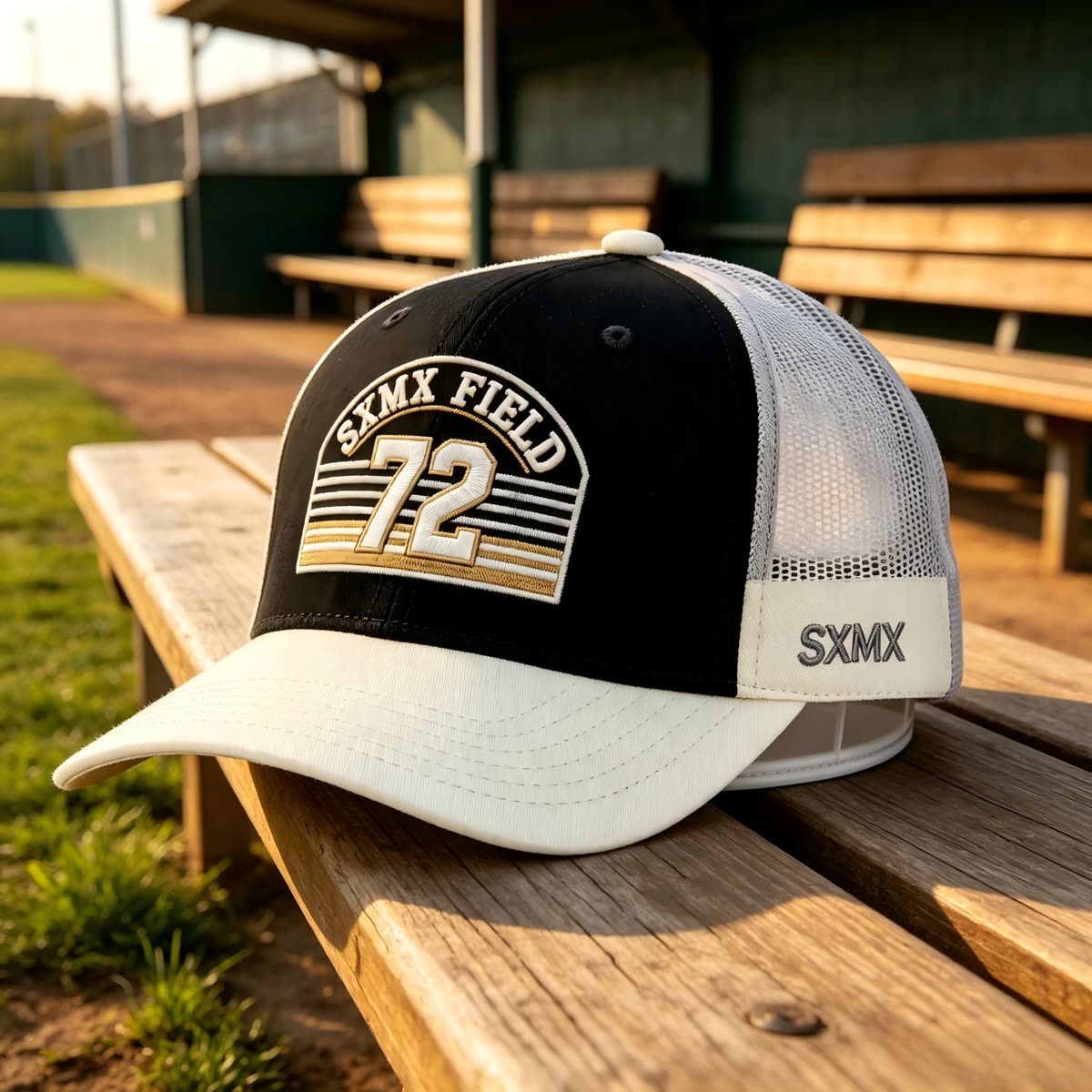 Custom Hexagon Shield Patch Trucker Cap scene