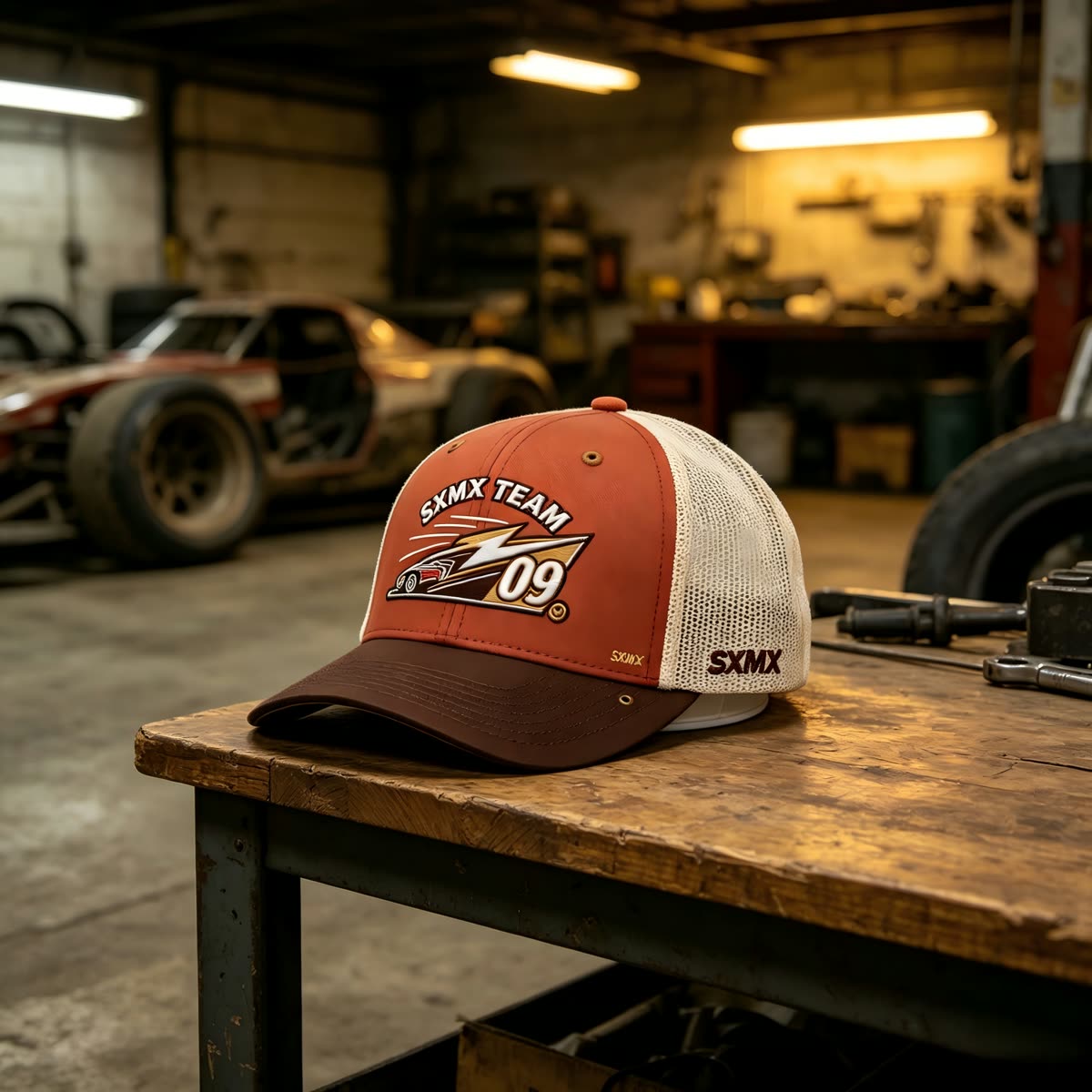 Custom Hexagon Shield Patch Trucker Cap scene
