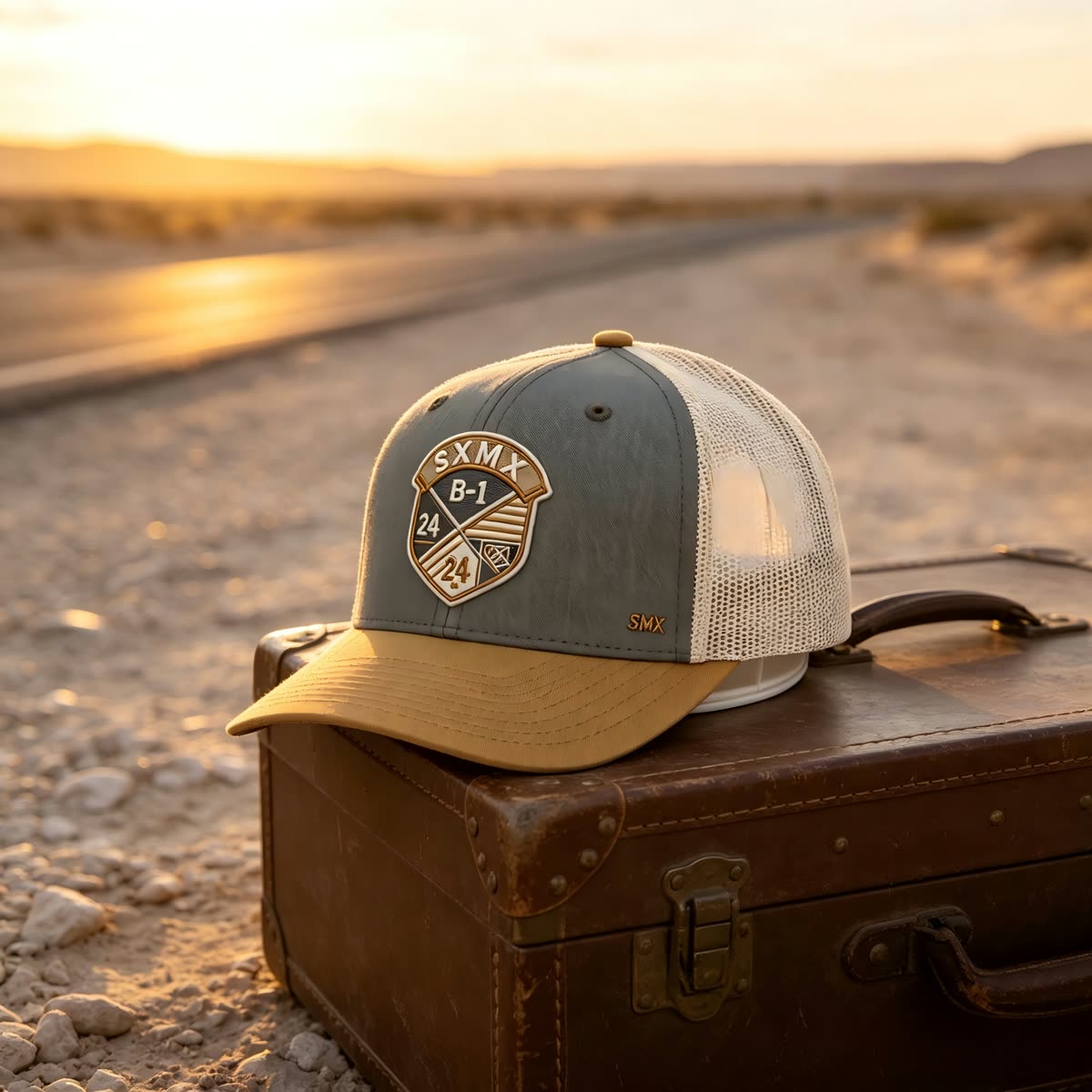 Custom Hexagon Shield Patch Trucker Cap scene