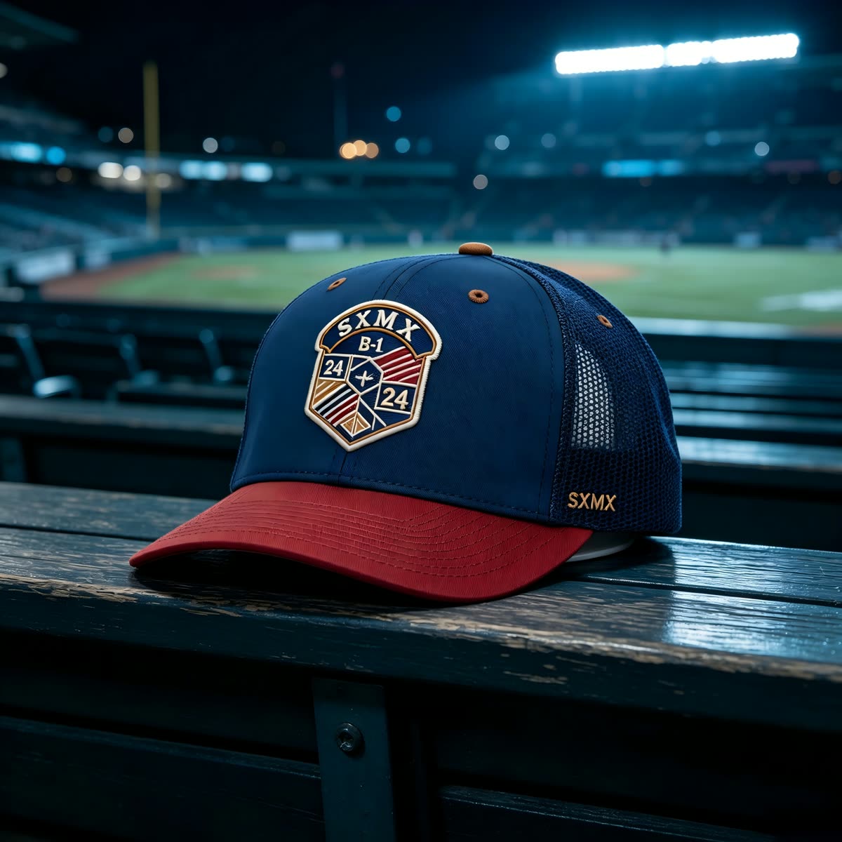 Custom Hexagon Shield Patch Trucker Cap scene