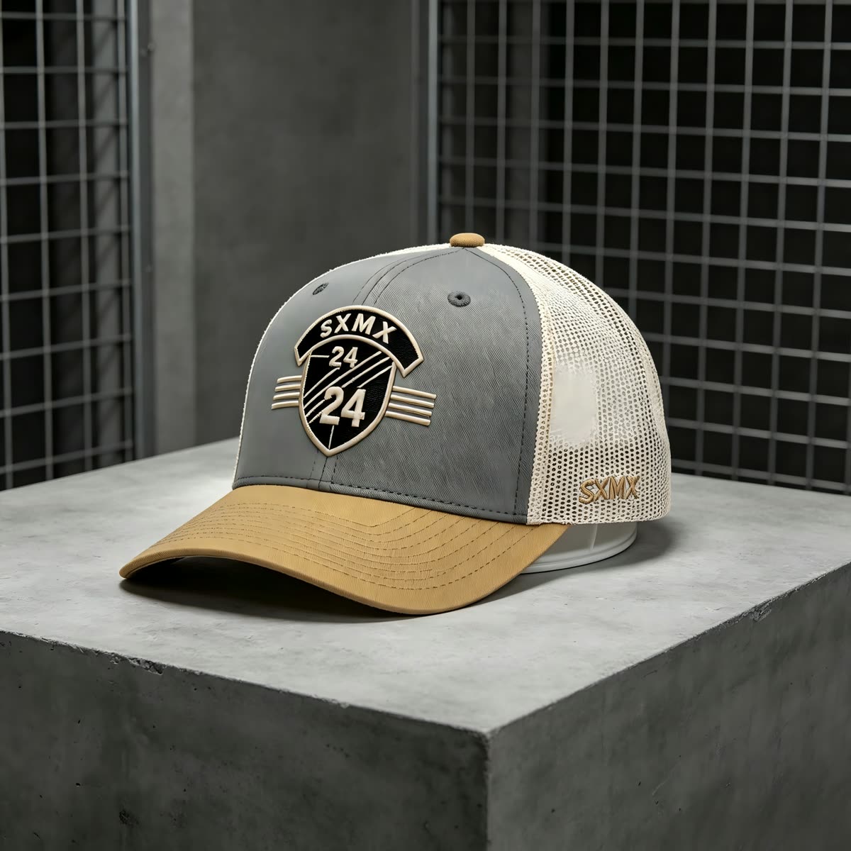 Custom Hexagon Shield Patch Trucker Cap scene