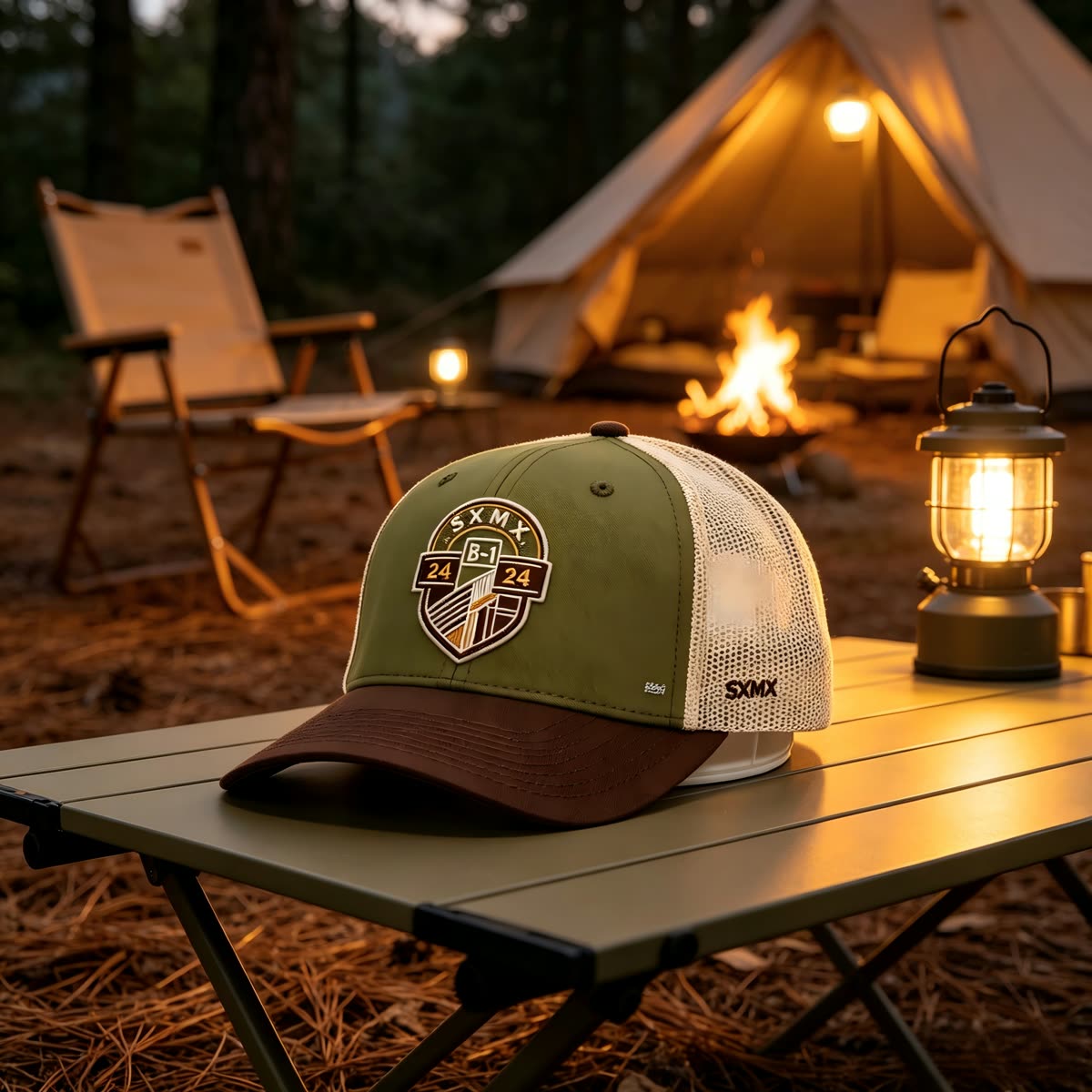 Custom Hexagon Shield Patch Trucker Cap scene