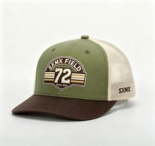 Custom Gray Striped Patch Trucker Cap with Cream Mesh Back thumb 3