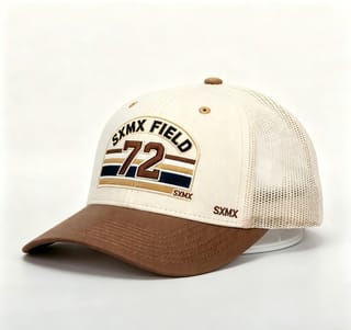 Custom Cream Striped Patch Trucker Cap with Sage Brim thumb 2