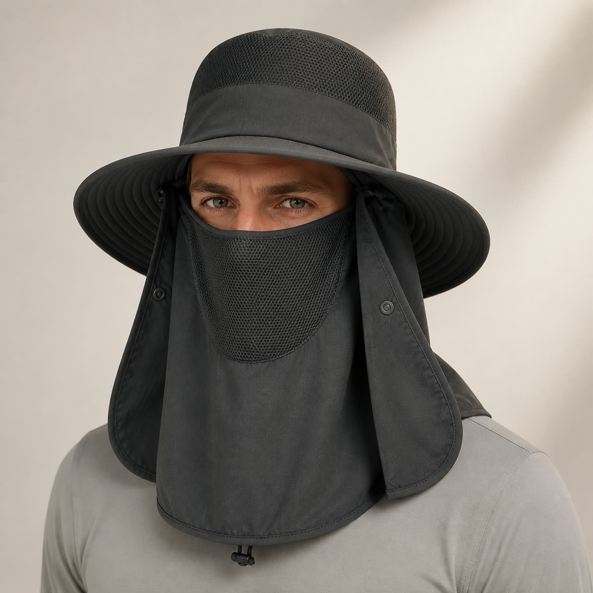 Custom Mesh Sun Bucket Hat with 6 Colorways on model
