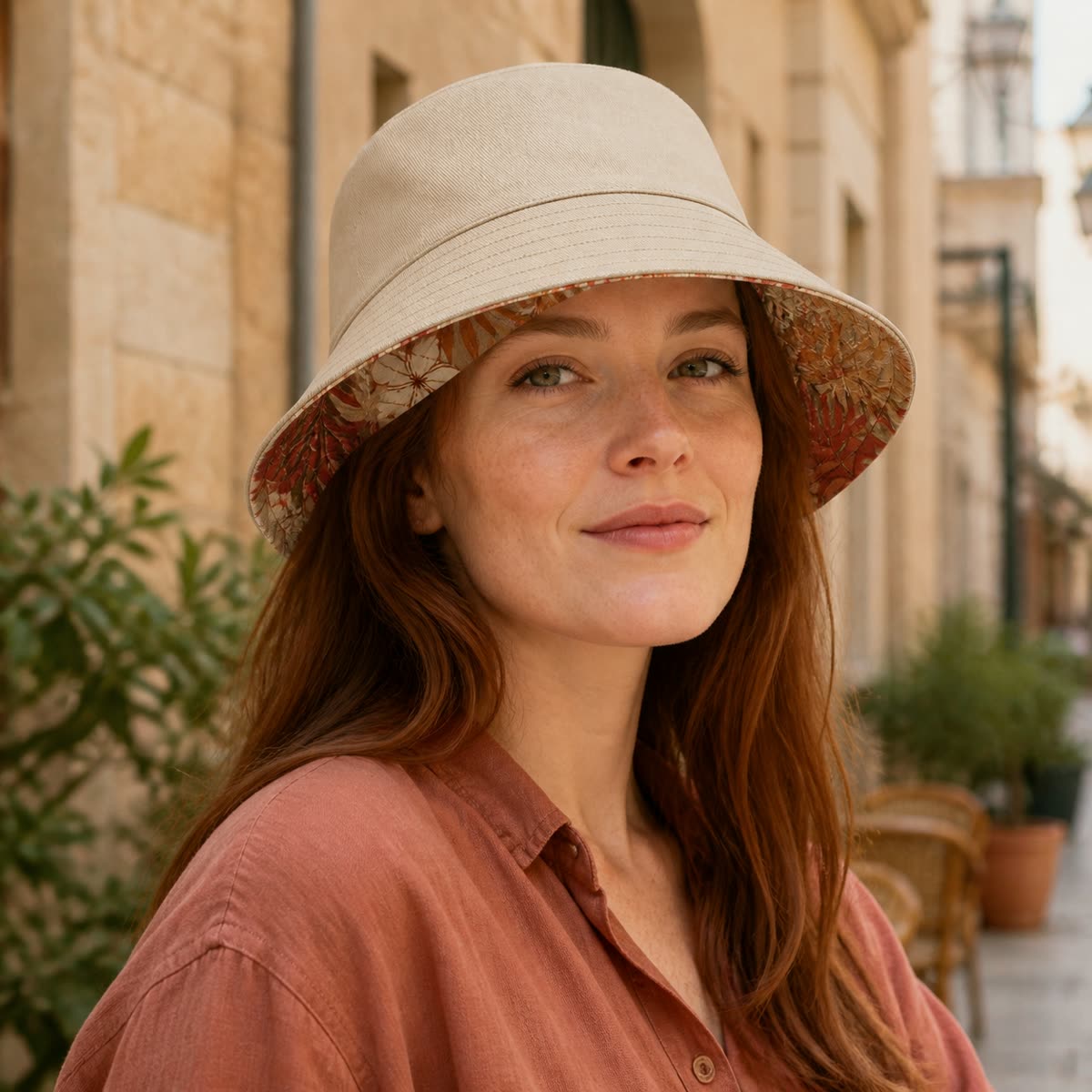 Custom Reversible Bucket Hat on model
