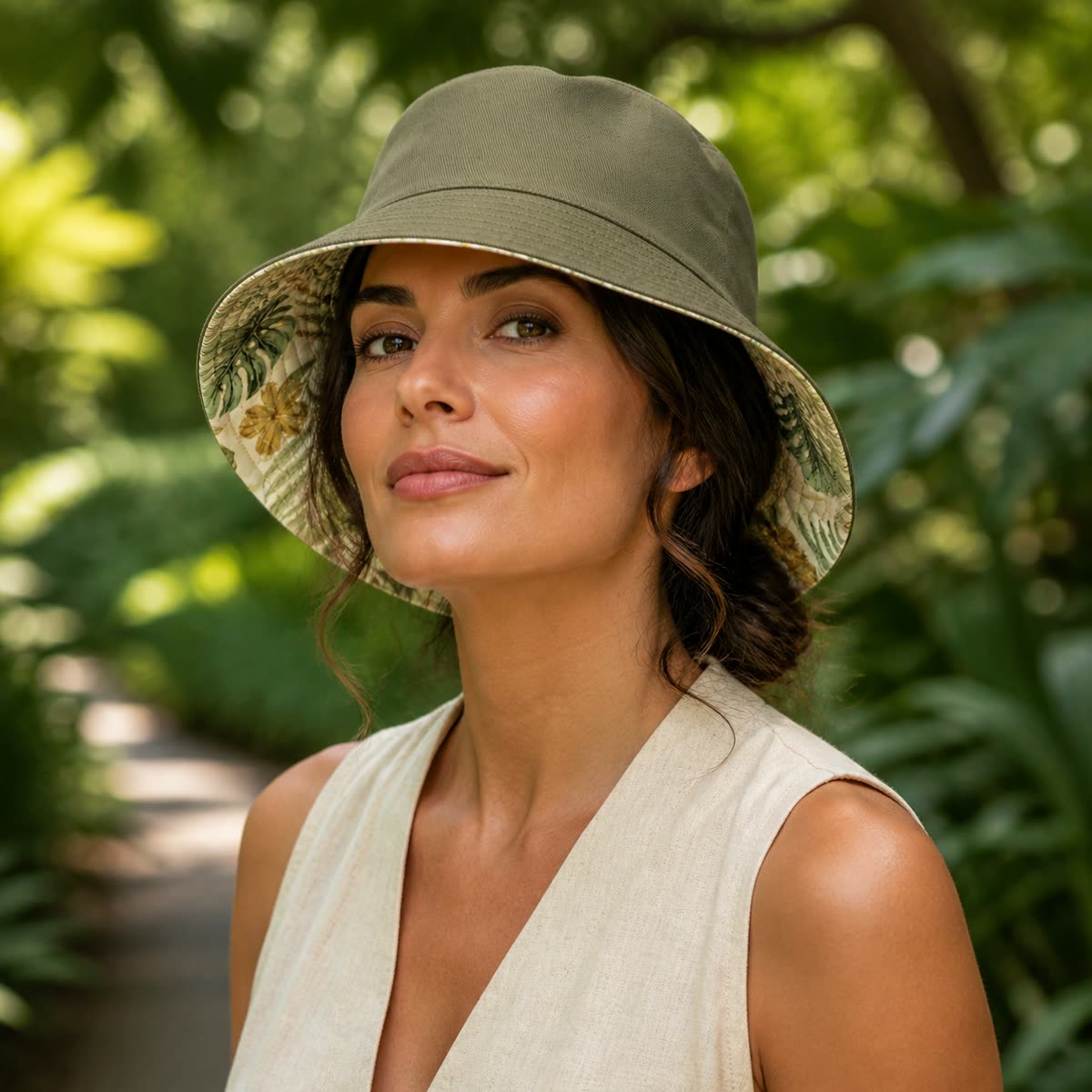 Custom Reversible Bucket Hat on model