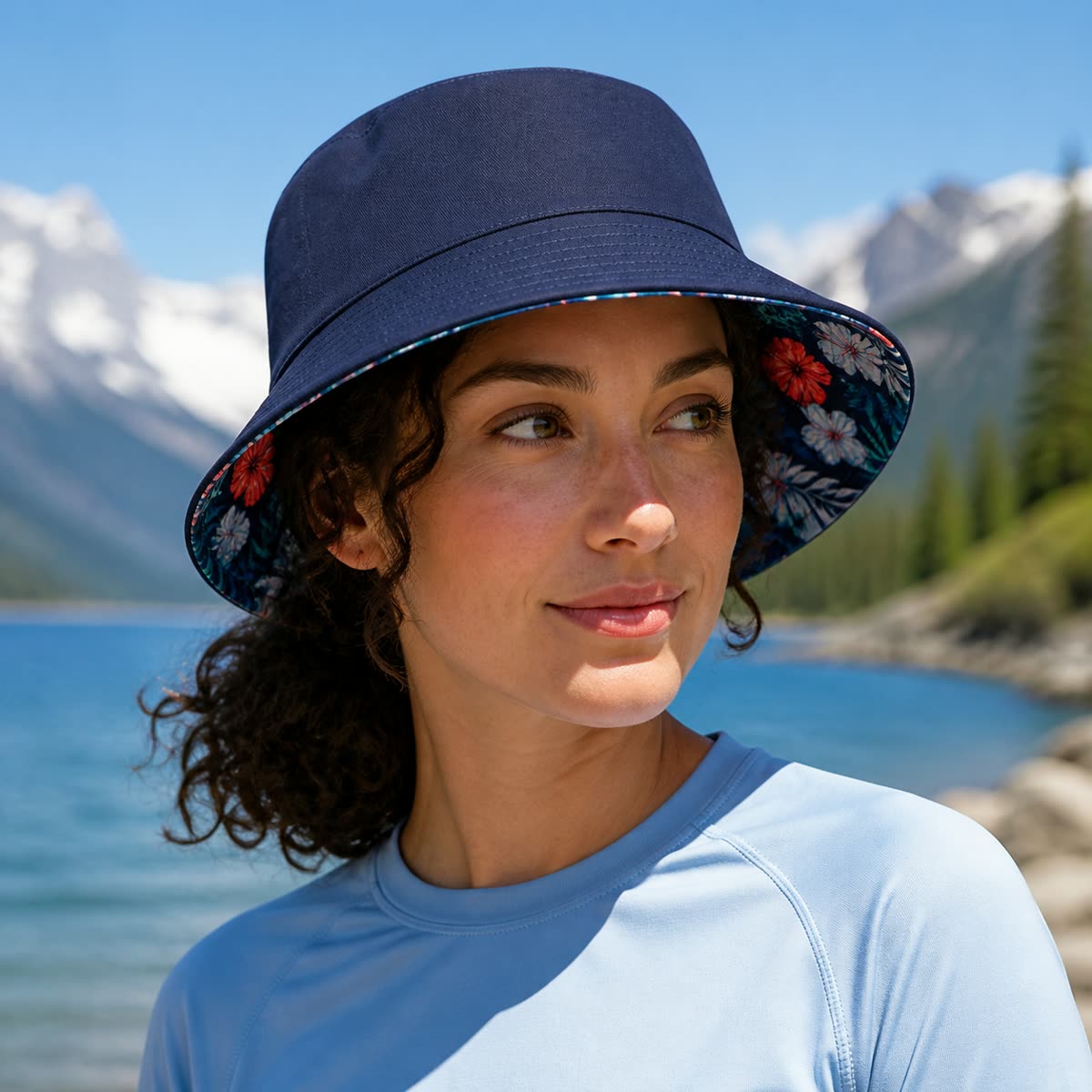 Custom Reversible Bucket Hat on model