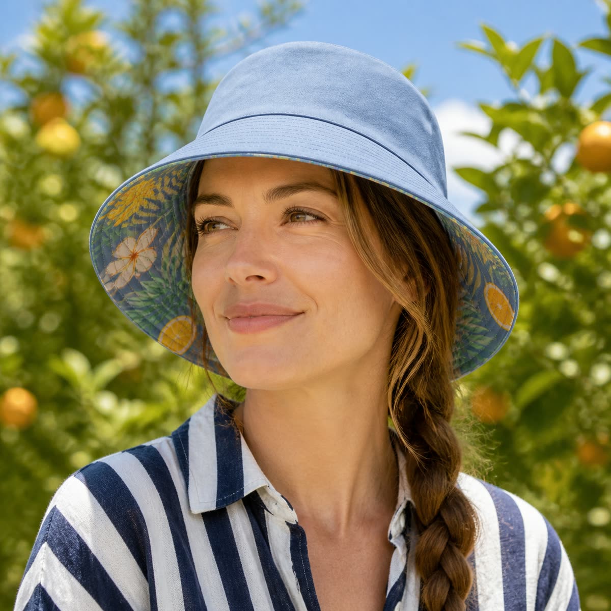 Custom Reversible Bucket Hat on model
