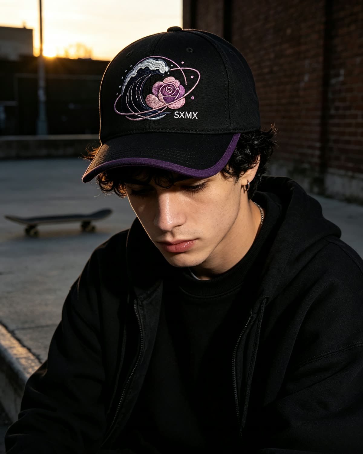 Custom Two-Tone Camp Cap with Embroidered Logo on model