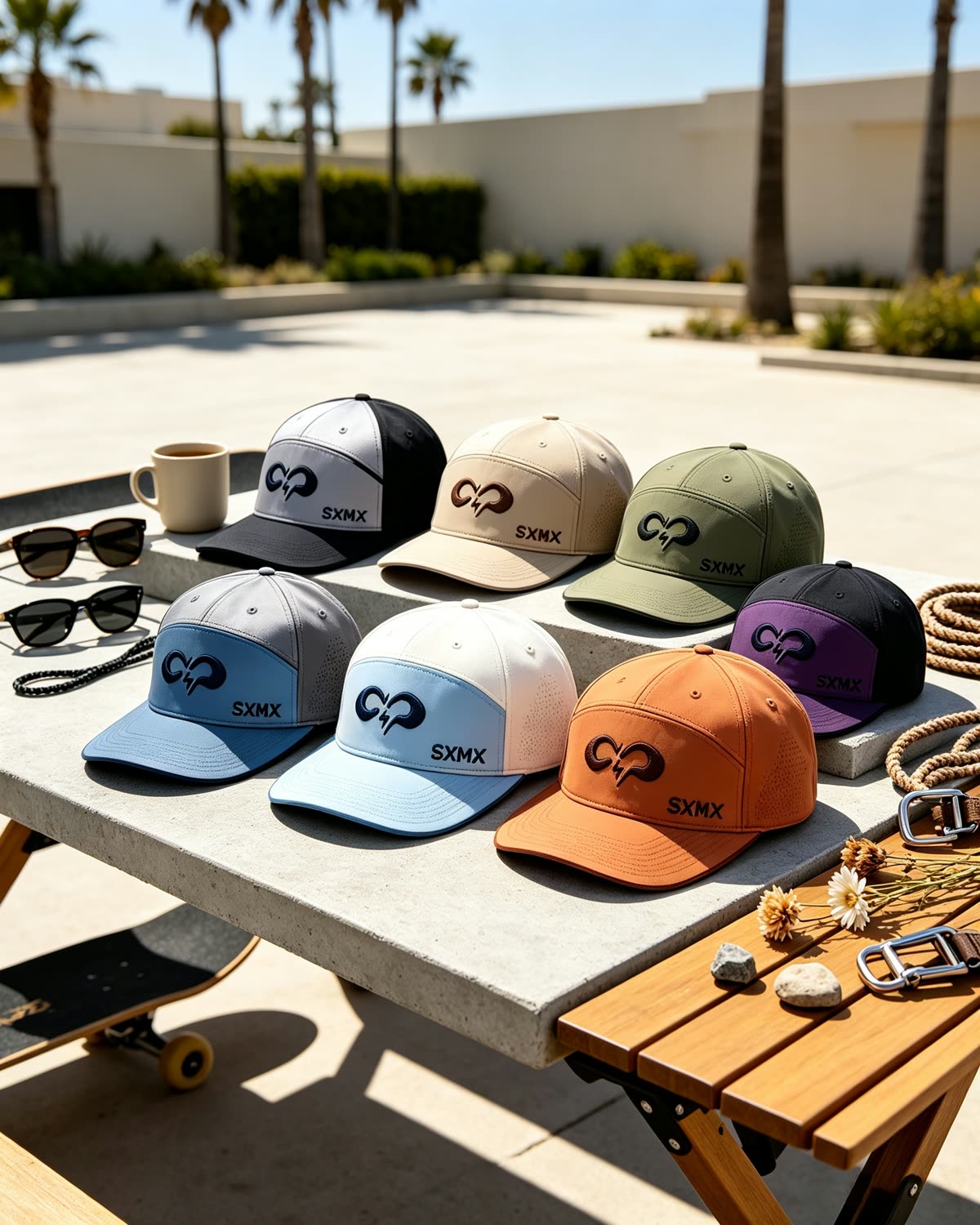 Custom Two-Tone Camp Cap with Embroidered Logo scene