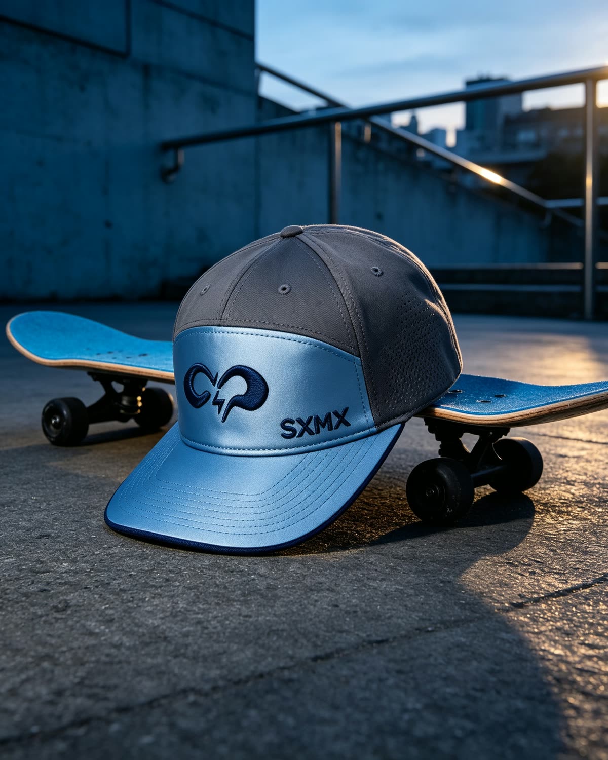 Custom Two-Tone Camp Cap with Embroidered Logo scene