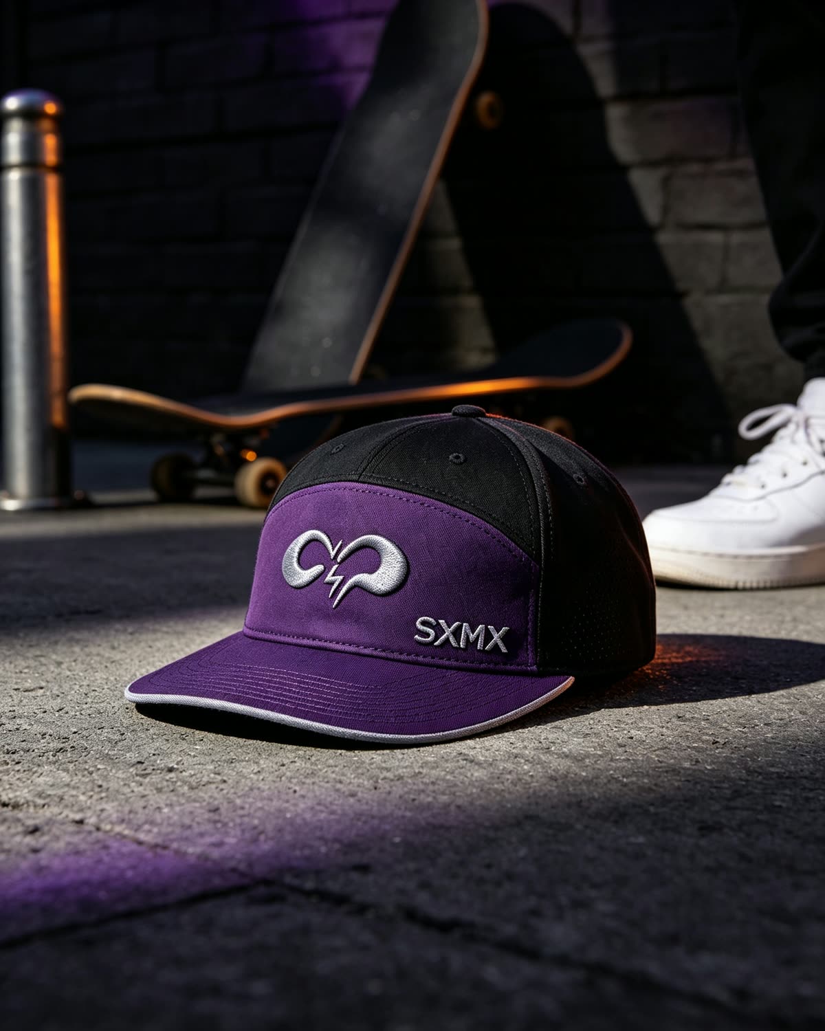 Custom Two-Tone Camp Cap with Embroidered Logo scene