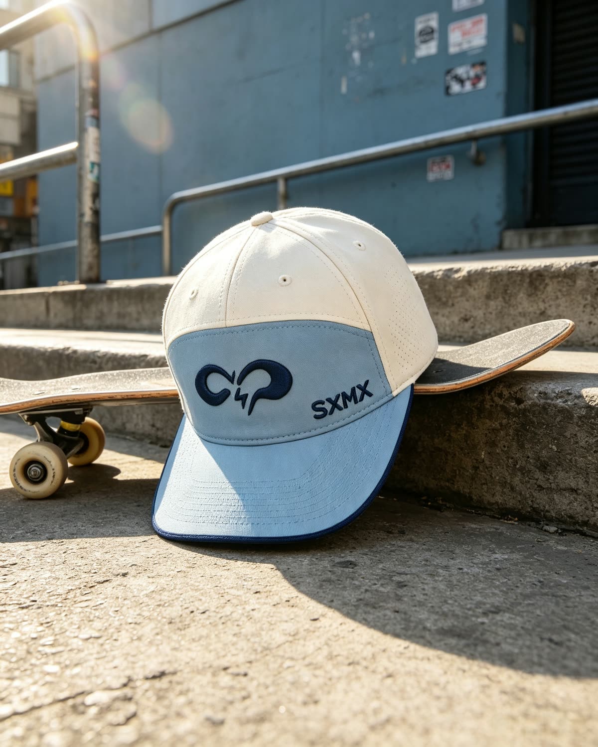 Custom Two-Tone Camp Cap with Embroidered Logo scene