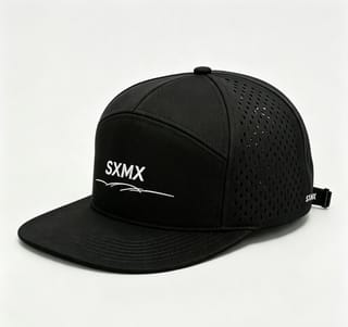 Custom Black Perforated Camp Cap with Flat Brim thumb 7