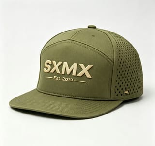 Custom Black Perforated Camp Cap with Flat Brim thumb 9