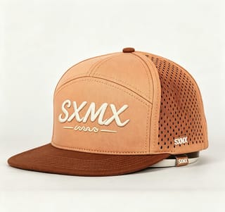 Custom Black Perforated Camp Cap with Flat Brim thumb 2