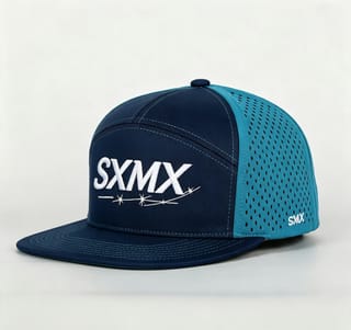 Custom Black Perforated Camp Cap with Flat Brim thumb 3