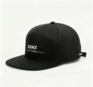 Custom Black Perforated Camp Cap with Flat Brim thumb 4