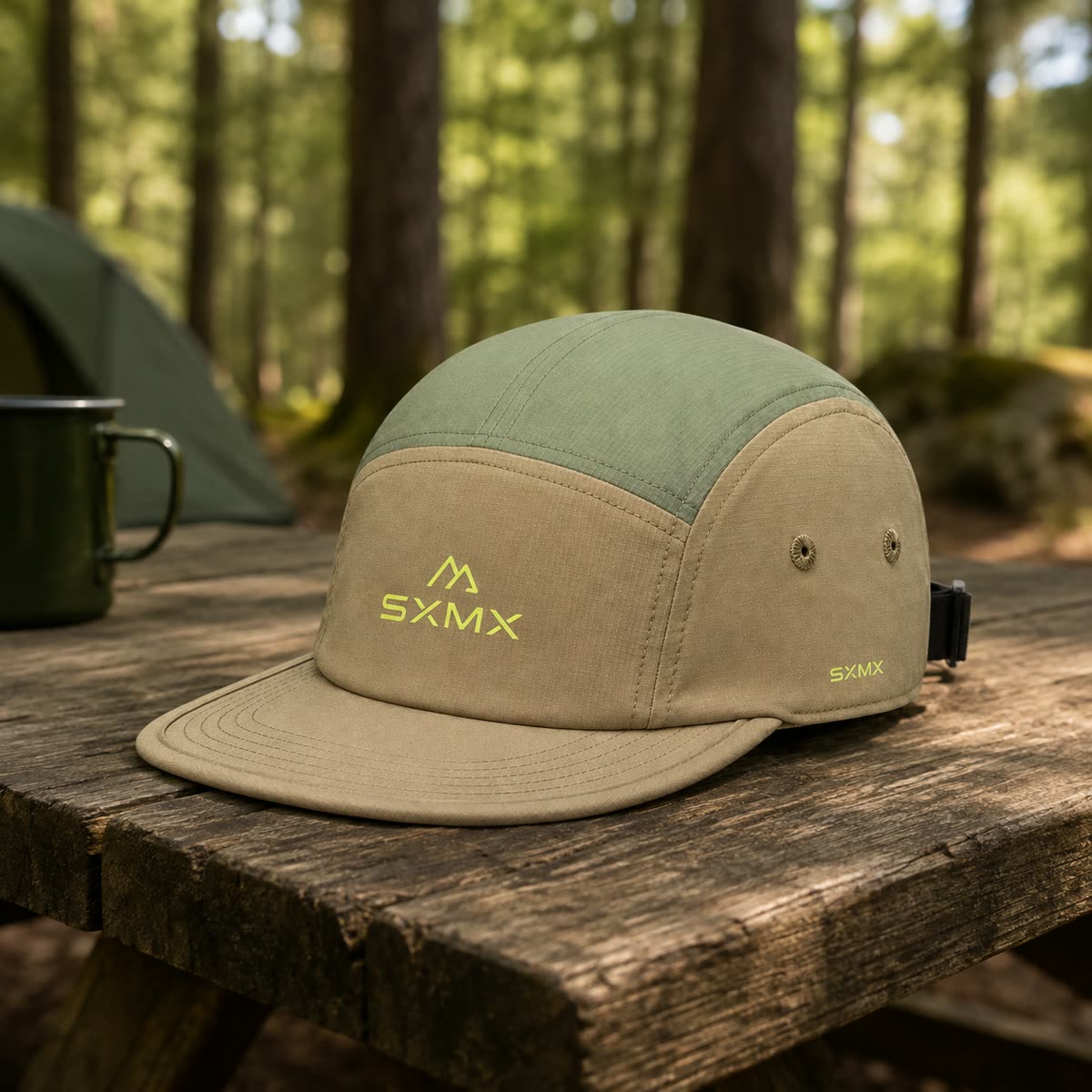 Custom Ripstop Two-Tone Camp Cap with Tonal Embroidery scene