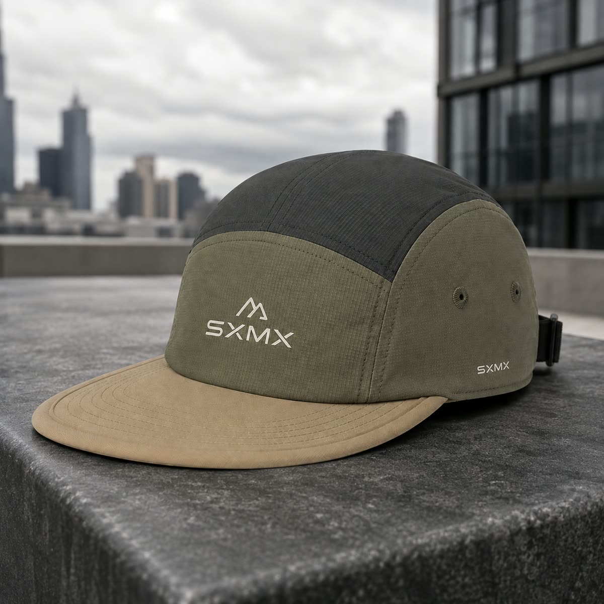 Custom Ripstop Two-Tone Camp Cap with Tonal Embroidery scene