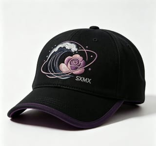 Custom Embroidered Rose Baseball Cap with Navy Brim thumb 3