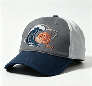 Custom Embroidered Rose Baseball Cap with Navy Brim